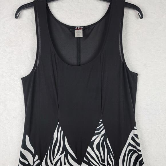 Whimsigoth XL Maxi Sun Dress Knit Pullover Sleeveless Black White Zebra Animal - Picture 2 of 9